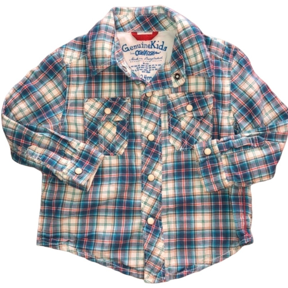 Colorful Blue Plaid Buttoned Pocket Shirt